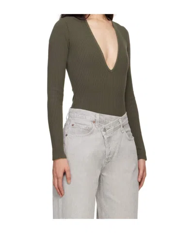 Agolde Ribbed Knit Bodysuit In Multi