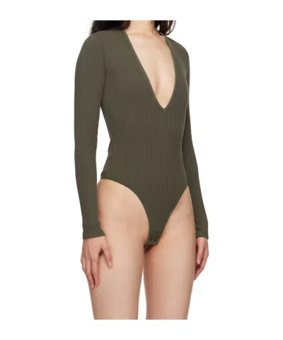 Agolde Ribbed Knit Bodysuit In Multi