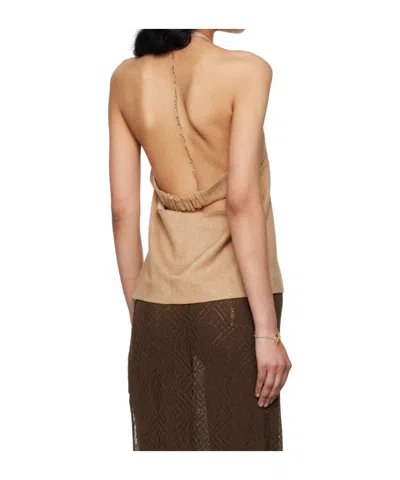 Remain Birger Christensen Tan Halter Neck Tank Top In Brown