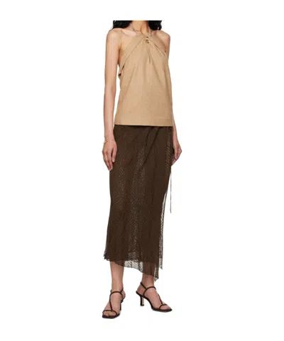 Remain Birger Christensen Tan Halter Neck Tank Top In Brown
