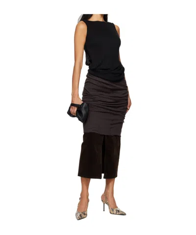 Frame Corduroy Midaxi Skirt In Espresso In Black