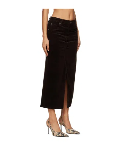 Frame Corduroy Midaxi Skirt In Espresso In Black