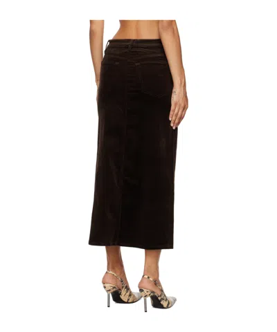 Frame Corduroy Midaxi Skirt In Espresso In Black