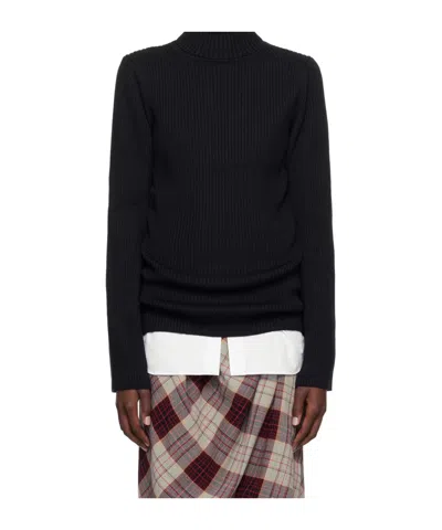Junya Watanabe Ribbed Wool Turtle-neck Sweater In Black