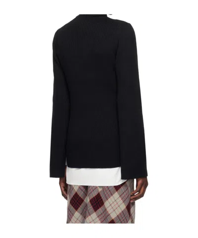 Junya Watanabe Ribbed Wool Turtle-neck Sweater In Black