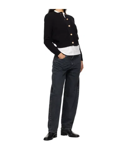Frame Denim Shrunken Cashmere Cardigan In Black