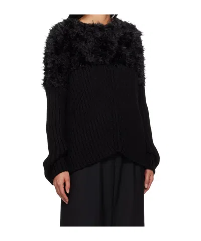 Junya Watanabe Crew Neck Ribbed Sweater In Black