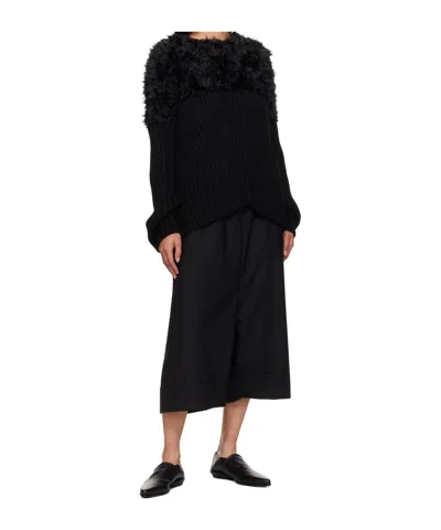 Junya Watanabe Crew Neck Ribbed Sweater In Black