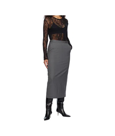 Remain Birger Christensen Suiting Midi Skirt In Gray