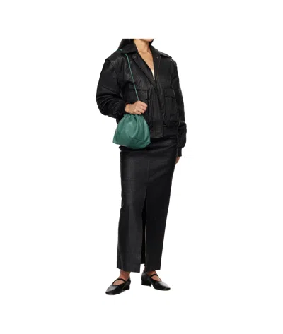 Remain Birger Christensen Black Leather Midi Skirt In Black