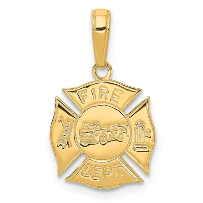 Diamond2deal 10k Yellow Gold Fire Dept Shield Pendant