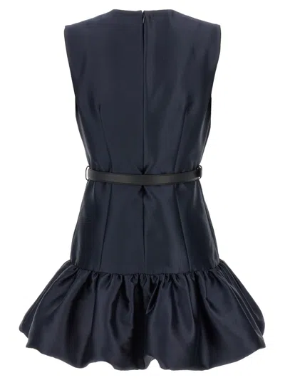 Self-portrait Crew Neck Taffeta Mini Dress With Ruffled Hem