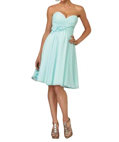 Morilee Strapless Chiffon Cocktail Dress In Mint In Blue