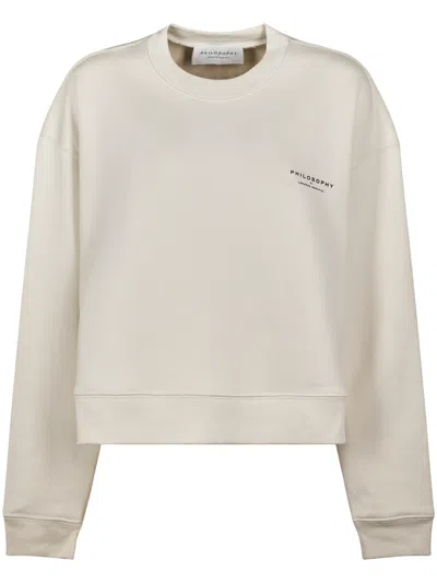Philosophy Di Lorenzo Serafini Cropped Beige Sweatshirt With Subtle Logo In Neutral