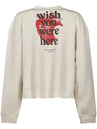 Philosophy Di Lorenzo Serafini Cropped Beige Sweatshirt With Subtle Logo In Neutral