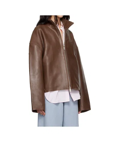 Remain Birger Christensen Leather Jacket In Brown