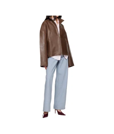 Remain Birger Christensen Leather Jacket In Brown