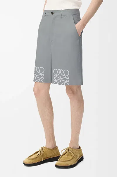 Loewe Cotton Tailored Anagram Shorts In Gray