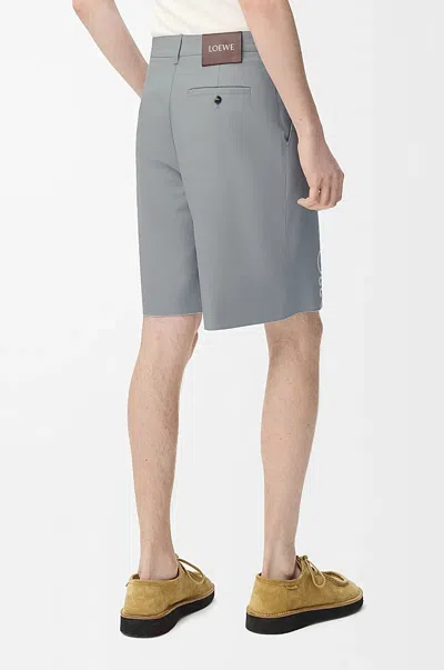 Loewe Cotton Tailored Anagram Shorts In Gray