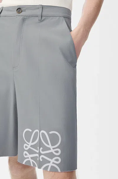 Loewe Cotton Tailored Anagram Shorts In Gray