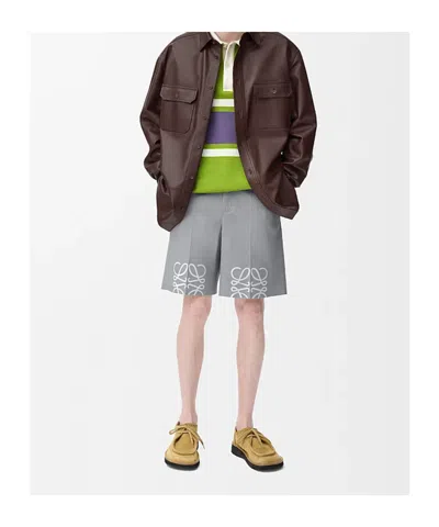 Loewe Cotton Tailored Anagram Shorts In Gray