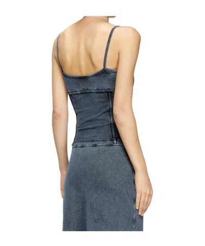 Diesel Denim Silhouette Top Spaghetti Straps In Blue