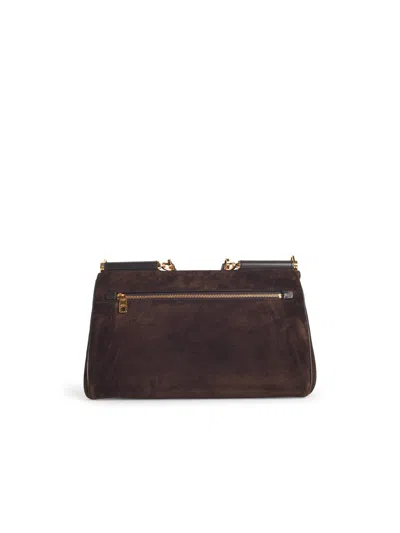 Dolce & Gabbana My Suede Tote Bag Decorated With A Sicily Padlock In Brown