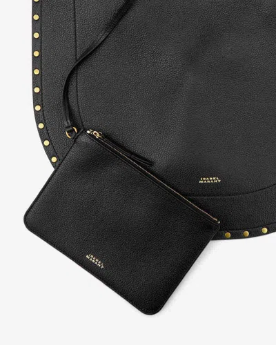 Isabel Marant Rounded Black Leather Hobo Bag With Golden Hardware