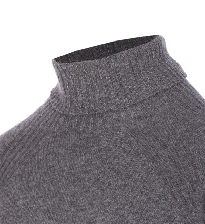 Twinset Twin-set High Neck Relaxed-fit Sweater With Ribbed Detailing In Blue