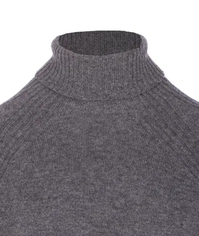 Twinset Twin-set High Neck Relaxed-fit Sweater With Ribbed Detailing In Blue