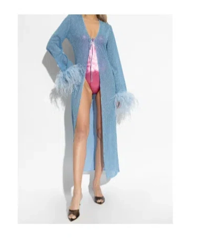 Oseree Lumiere Plumage Kaftan In Blue