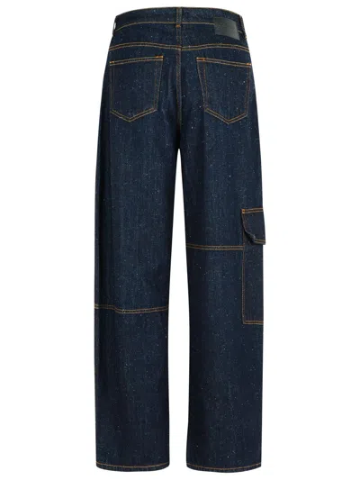 Ganni Wide-leg Organic Cotton Pants With Checkered Patch Pockets In Black