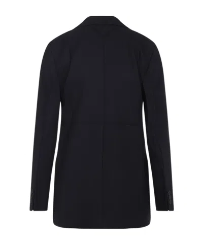 Prada Wool Jacket Notched Collar In Blue