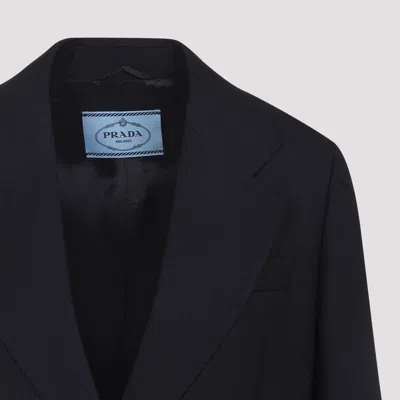 Prada Wool Jacket Notched Collar In Blue