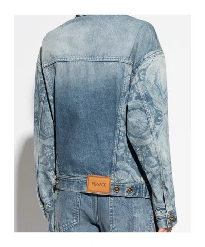 Versace Long Sleeve Denim Jacket In Black