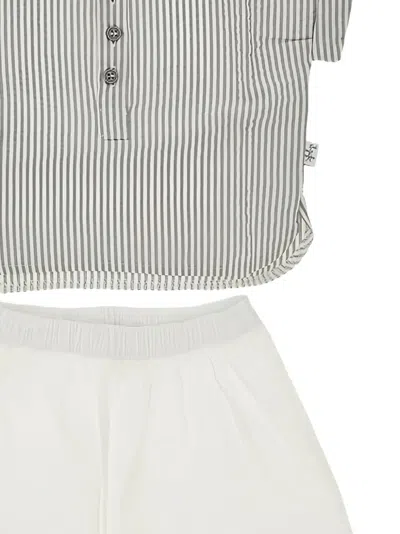 Il Gufo Striped Crewneck Tracksuit Set In White