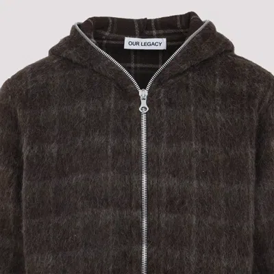 Our Legacy Check-pattern Wool-blend Sweatshirt In Gray
