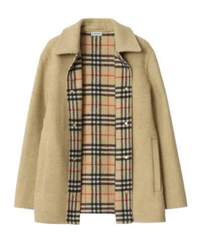 Burberry Wool Double-faced Overshirt In Nude