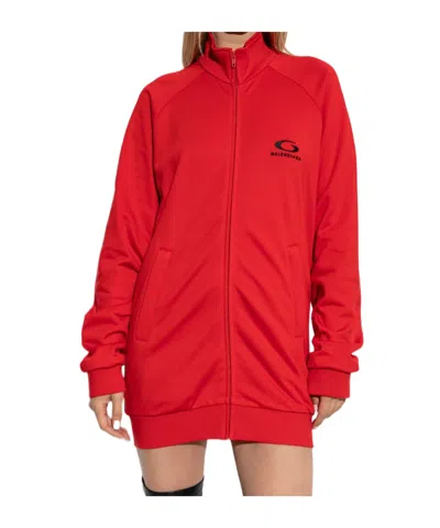 Balenciaga High Collar Ribbed Cuffs Side Pockets In Red