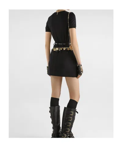 Dolce & Gabbana Bow Detail Crew Neck Short Sleeve T-shirt In Black