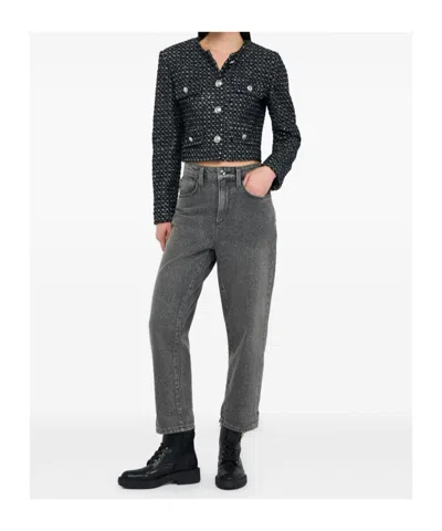 Liu •jo Liu Jo High Waist Black Jeans With Rolled Cuffs In Gray