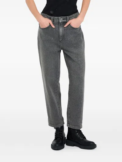 Liu •jo Liu Jo High Waist Black Jeans With Rolled Cuffs In Gray