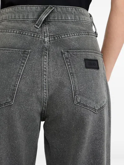 Liu •jo Liu Jo High Waist Black Jeans With Rolled Cuffs In Gray