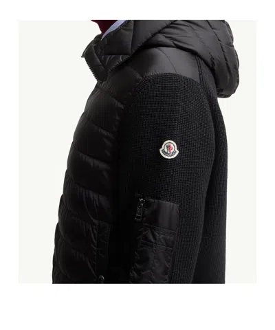 Moncler Mens Black Hybrid Padded Knitted Cardigan Xxl In Black