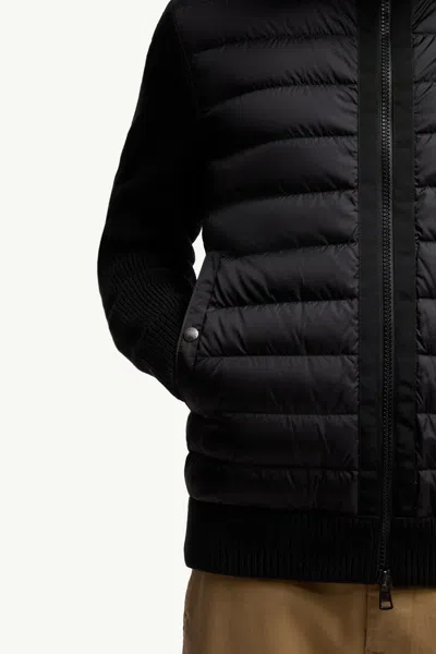 Moncler Mens Black Hybrid Padded Knitted Cardigan Xxl In Black