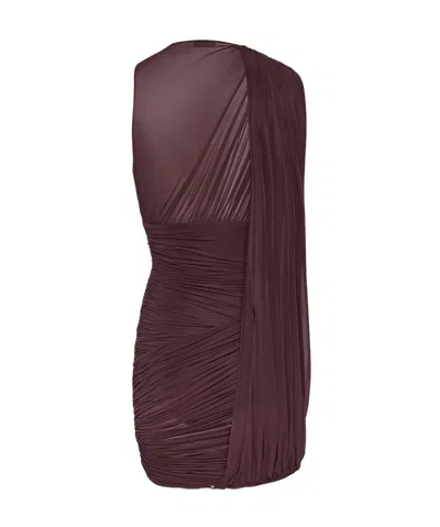 Magda Butrym Sheer Draped Mini Dress In Brown
