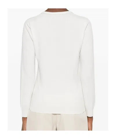 Brunello Cucinelli Cashmere Sweater With Monili In White