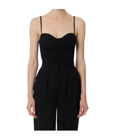 Elisabetta Franchi Stretch Jersey Bodysuit With Draping In Black