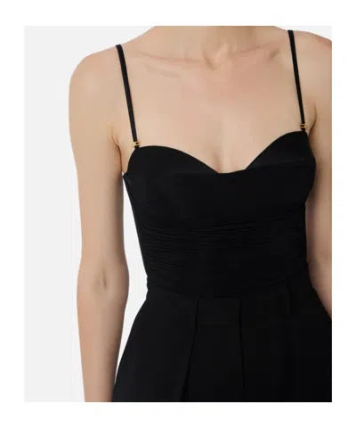 Elisabetta Franchi Stretch Jersey Bodysuit With Draping In Black