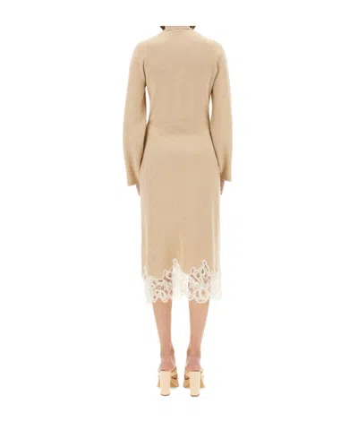 Fabiana Filippi Knit Dress With Lace Hemline In Neutral
